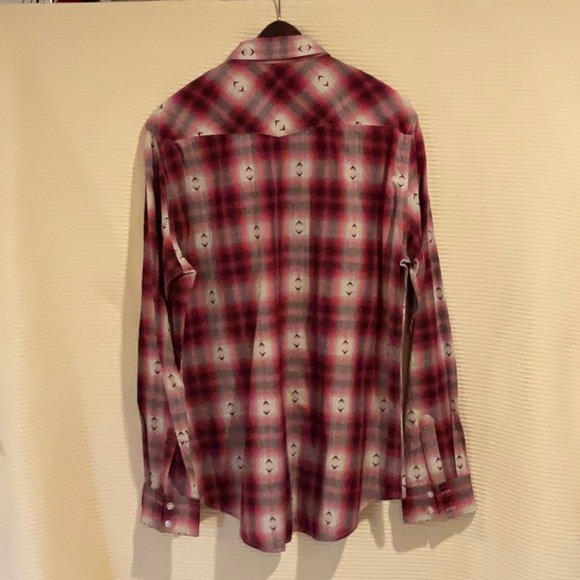 Western Shirt JNCO Crown Brand Size L Western Cut Red Plaid L/S Button Down - Picture 2 of 8